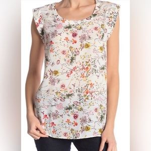 NEW Pleione Floral Cap Sleeve Top Size S